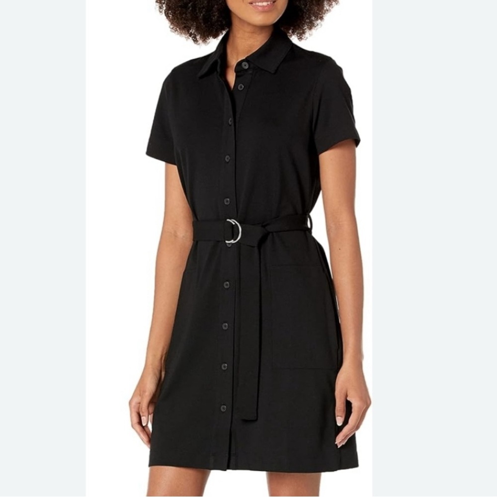 Club Monaco Black Button-Up Shirt Dress